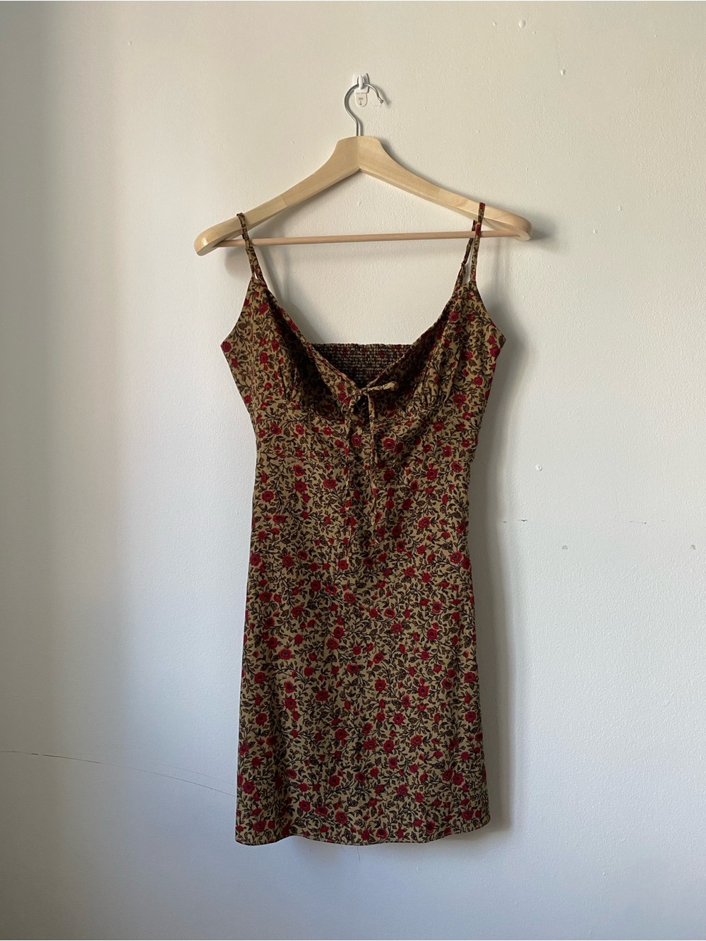 Floral Slip Dress with Red Rose Print